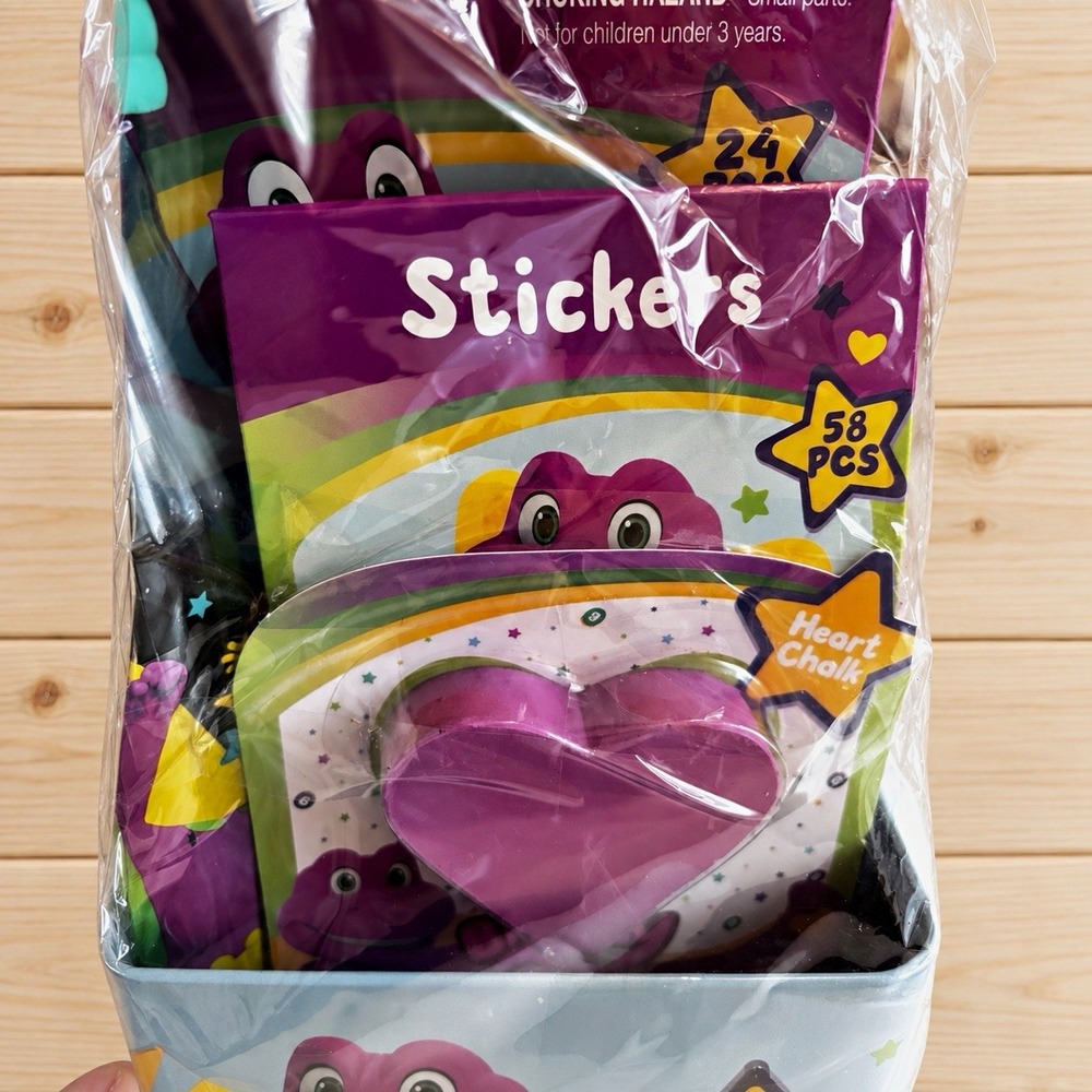 Barney Party Favor Set 58pc w/ Stickers, Puzzle & Drink Bottle, Multicolor, [K]